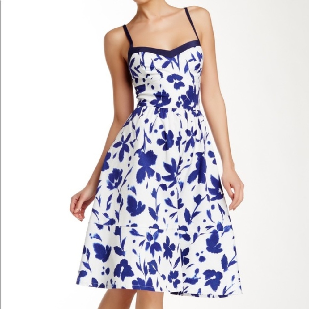 Allen B. Navy White Floral Midi Sundress